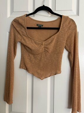 Wild Fable Taupe Long Sleeve Crop Top XS